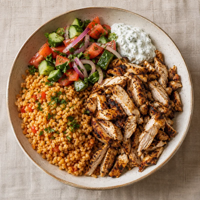 Chicken shawarma with bulgur