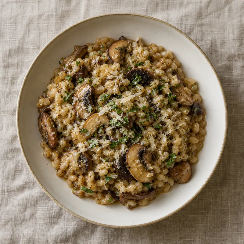 Creamy mushroom barley